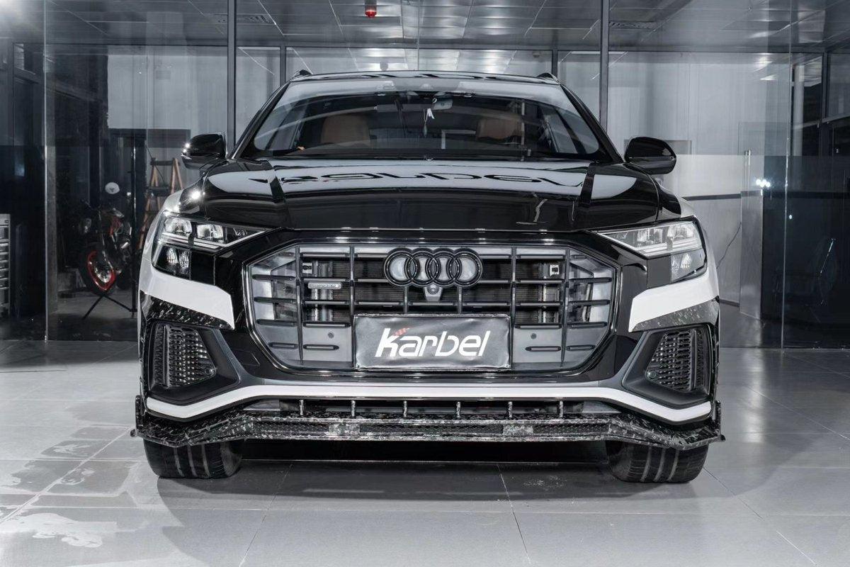 Audi SQ8 Q8 (with s-line bumper) Pre-facelift 2019 2020 2021 2022 2023 with Aftermarket Parts - Front Lip Pre-preg Carbon Fiber from Karbel Carbon