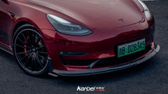 Tesla Model 3/P 2017-2023 with Aftermarket Parts - Front Lip Pre-preg Carbon Fiber from Karbel Carbon