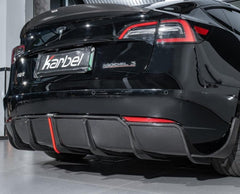 Tesla Model 3/P 2017 2018 2019 2020 2021 2022 2023 with Aftermarket Parts - Rear Diffuser & Canards Pre-preg Carbon Fiber from Karbel Carbon