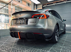 Tesla Model 3/P 2017 2018 2019 2020 2021 2022 2023 with Aftermarket Parts - Rear Diffuser & Canards Pre-preg Carbon Fiber from Karbel Carbon