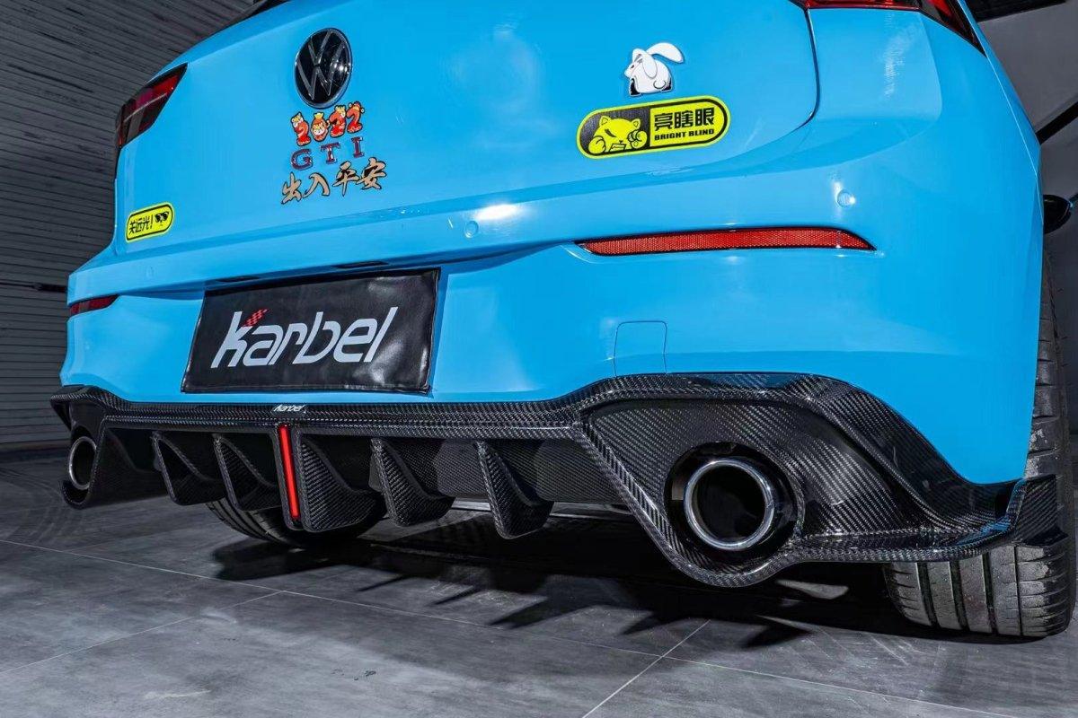 Volkswagen GTI MK8 2022-ON with Aftermarket Parts - Rear Diffuser Pre-preg Carbon Fiber from Karbel Carbon