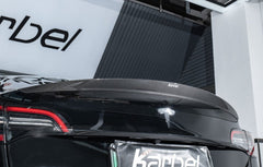 Tesla Model 3/P 2017-2023 with Aftermarket Parts - Rear Spoiler Pre-preg Carbon Fiber from Karbel Carbon