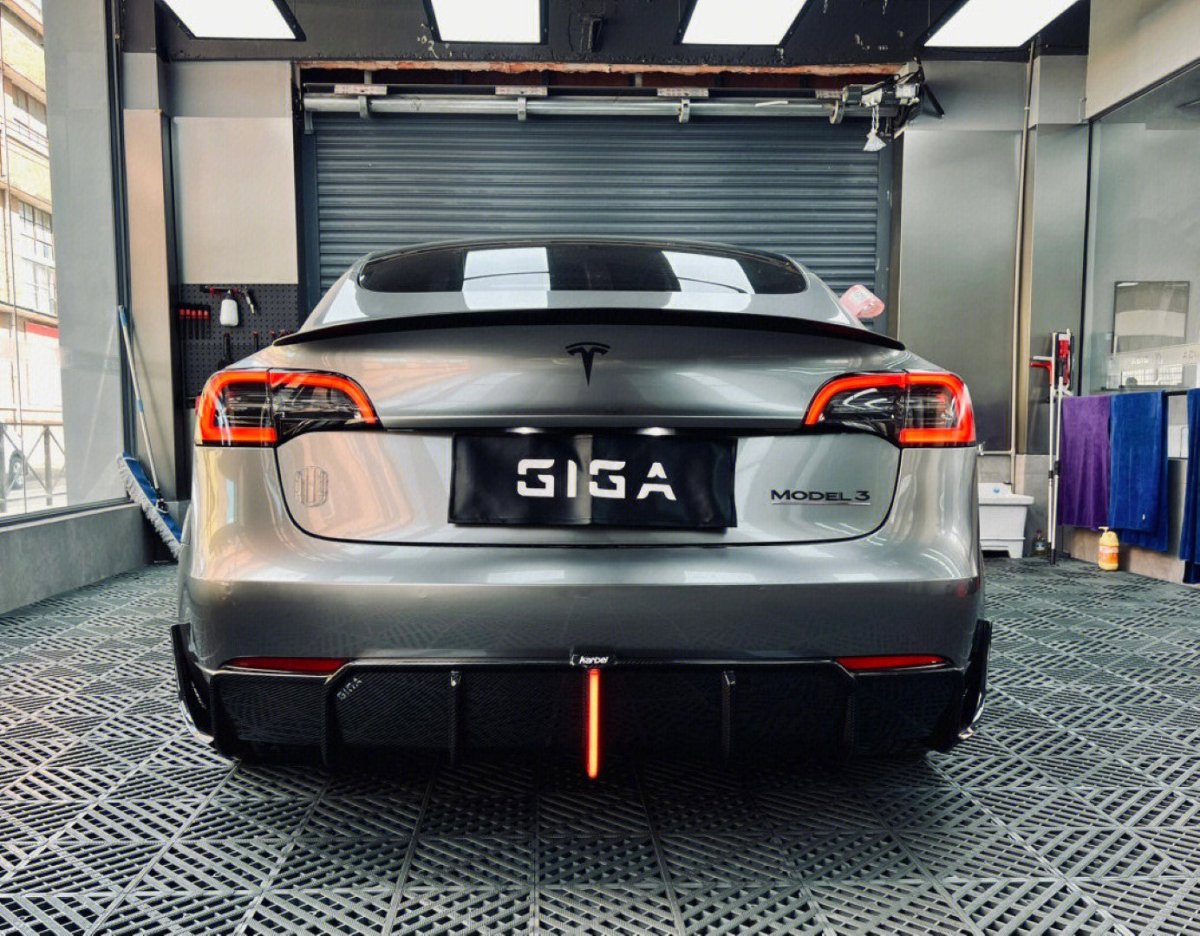 Tesla Model 3/P 2017-2023 with Aftermarket Parts - Rear Spoiler Pre-preg Carbon Fiber from Karbel Carbon