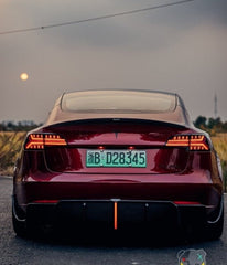 Tesla Model 3/P 2017-2023 with Aftermarket Parts - Rear Spoiler Pre-preg Carbon Fiber from Karbel Carbon