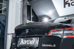 Tesla Model 3/P 2017-2023 with Aftermarket Parts - Rear Spoiler Pre-preg Carbon Fiber from Karbel Carbon