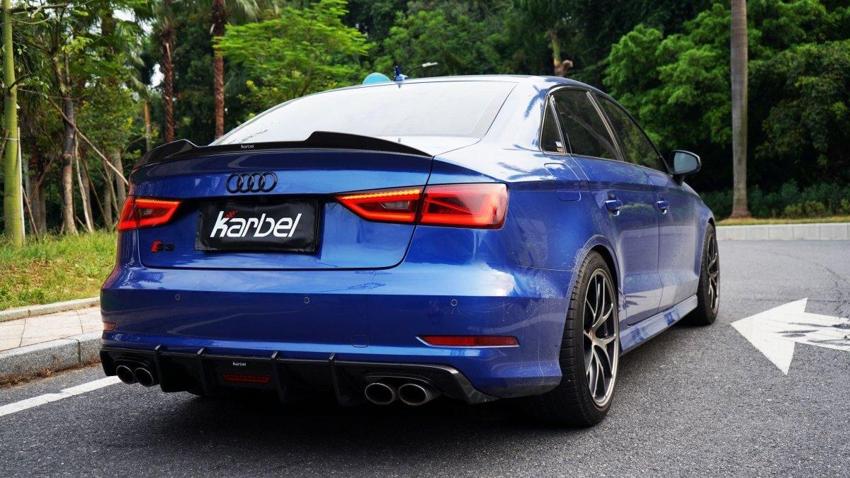 Audi S3 A3 (with S bumper) 8V 2014 2015 2016 With Aftermarket Parts - Rear Diffuser Pre-preg Carbon Fiber from Karbel Carbon