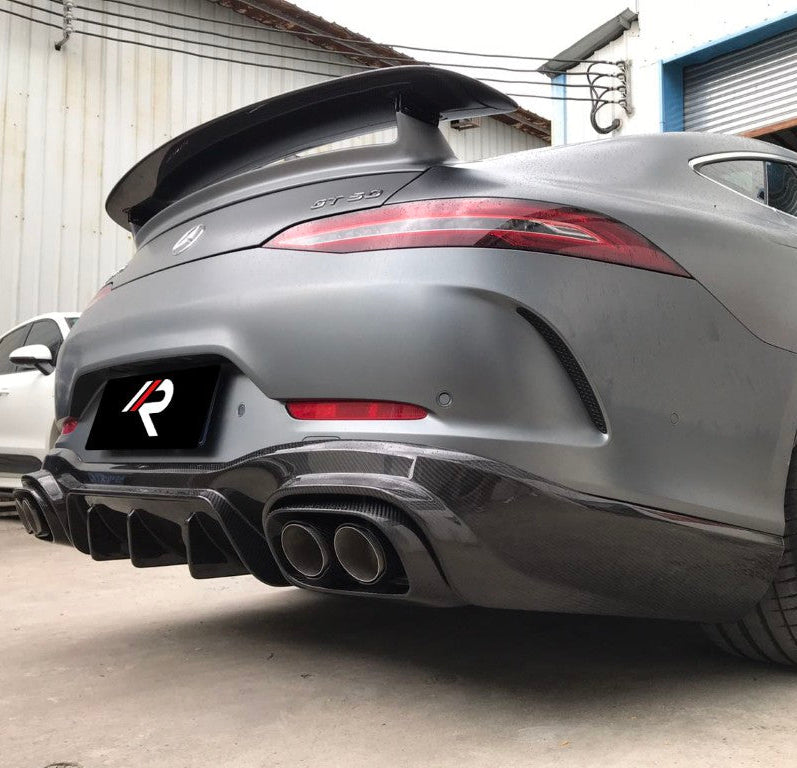Mercedes Benz AMG GT 4 Door GT53 GT50 X290 C290 2019-ON with Aftermarket Parts - Brabus Style Rear Diffuser & Exhaust Tips Carbon Fiber from Aero Republic