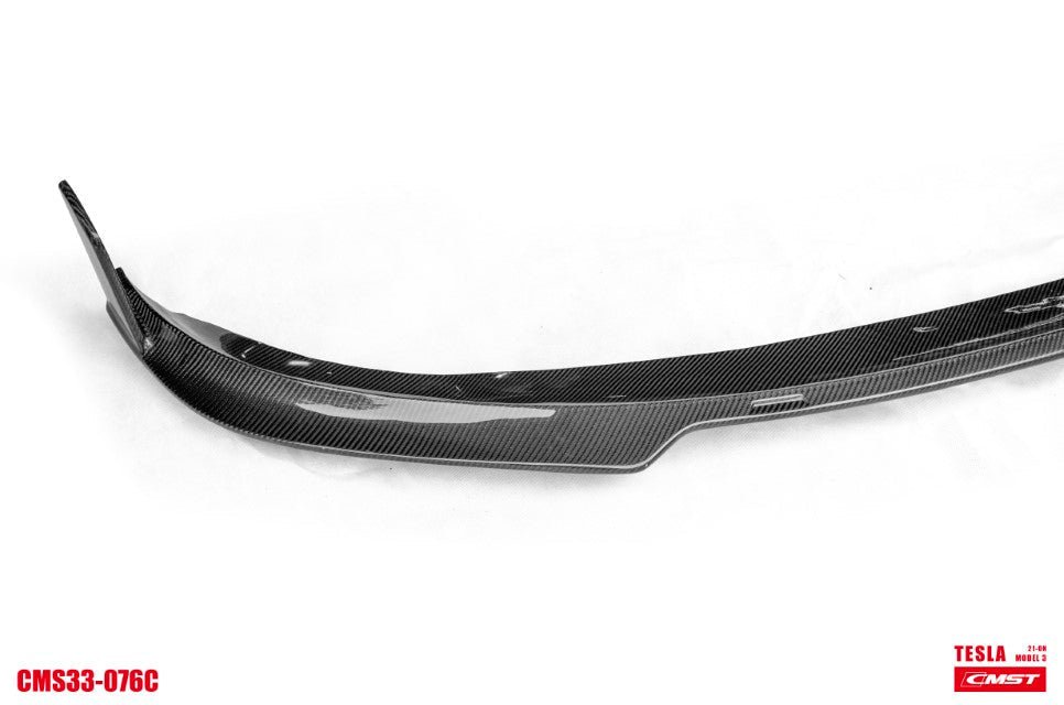 Tesla Model 3 Performance Long Range Standard Base 2017-2023 with Aftermarket Parts - V5 Style Front Lip Splitter Carbon Fiber / FRP from CMST Tuning