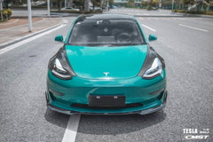 Tesla Model 3 Performance Long Range Standard Base 2017-2023 with Aftermarket Parts - V5 Style Front Lip Splitter Carbon Fiber / FRP from CMST Tuning