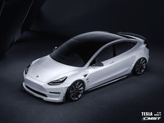 Tesla Model 3 Performance Long Range Standard Base 2017-2023 with Aftermarket Parts - V5 Style Front Lip Splitter Carbon Fiber / FRP from CMST Tuning