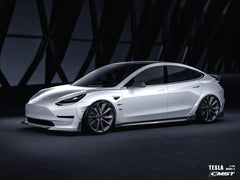 Tesla Model 3 Performance Long Range Standard Base 2017-2023 with Aftermarket Parts - V5 Style Front Lip Splitter Carbon Fiber / FRP from CMST Tuning