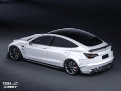 Tesla Model 3 Performance Long Range Standard Base 2017-2023 with Aftermarket Parts - V5 Style Rear Diffuser & Canards Carbon Fiber / FRP from CMST Tuning