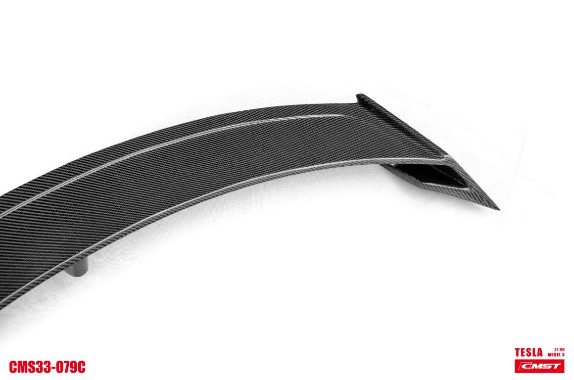 Tesla Model 3 Performance Long Range Standard Base 2017-2023 with Aftermarket Parts -V5 Style Rear Spoiler Wing Carbon Fiber / FRP from CMST Tuning