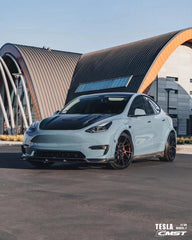 Tesla Model Y Performance AWD Long Range RWD Standard 2020-ON with Aftermarket Parts - V1 Style Hood Bonnet Carbon Fiber / FRP from CMST Tuning 
