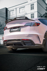 Tesla Model Y Performance AWD Long Range RWD Standard 2020-ON with Aftermarket Parts - V3 Style Rear Trunk Spoiler Carbon Fiber / FRP from CMST Tuning