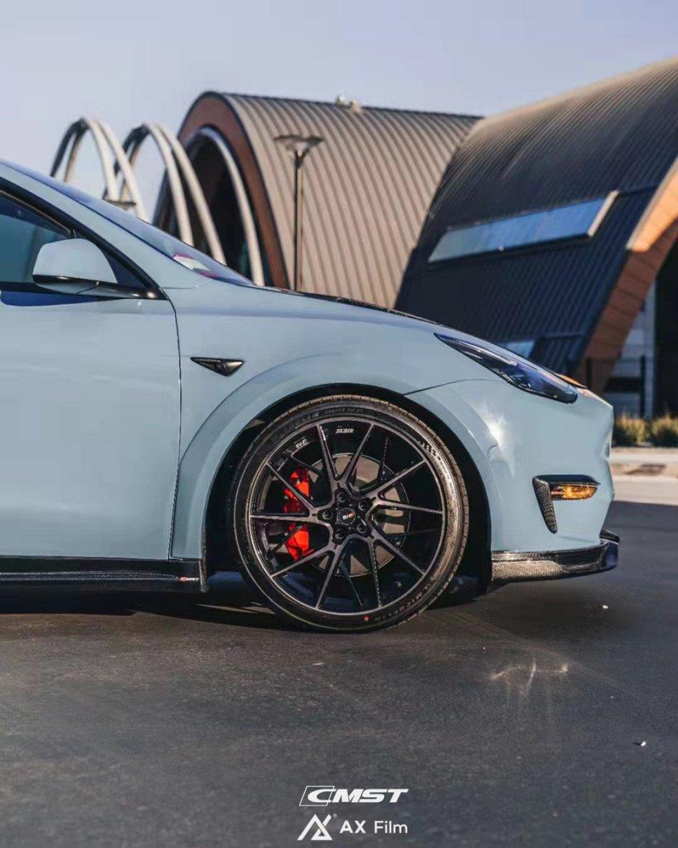 Tesla Model Y Performance AWD Long Range RWD Standard 2020-ON with Aftermarket Parts - Widebody Wheel Arches Carbon Fiber / FRP from CMST Tuning