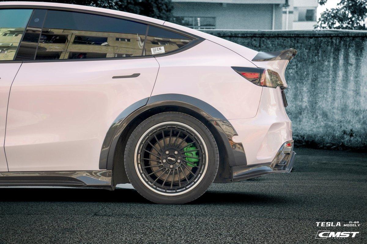 Tesla Model Y Performance AWD Long Range RWD Standard 2020-ON with Aftermarket Parts - Widebody Wheel Arches Carbon Fiber / FRP from CMST Tuning