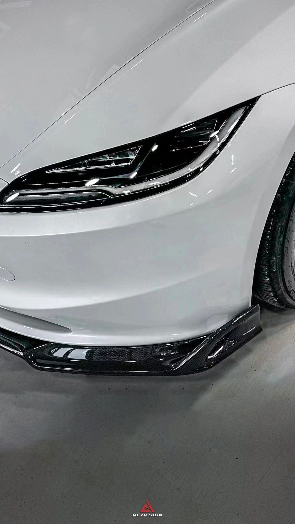 Tesla Model 3 Highland 2024-ON with Aftermarket Parts - AE Style Front Lip Carbon Fiber from?ArmorExtend