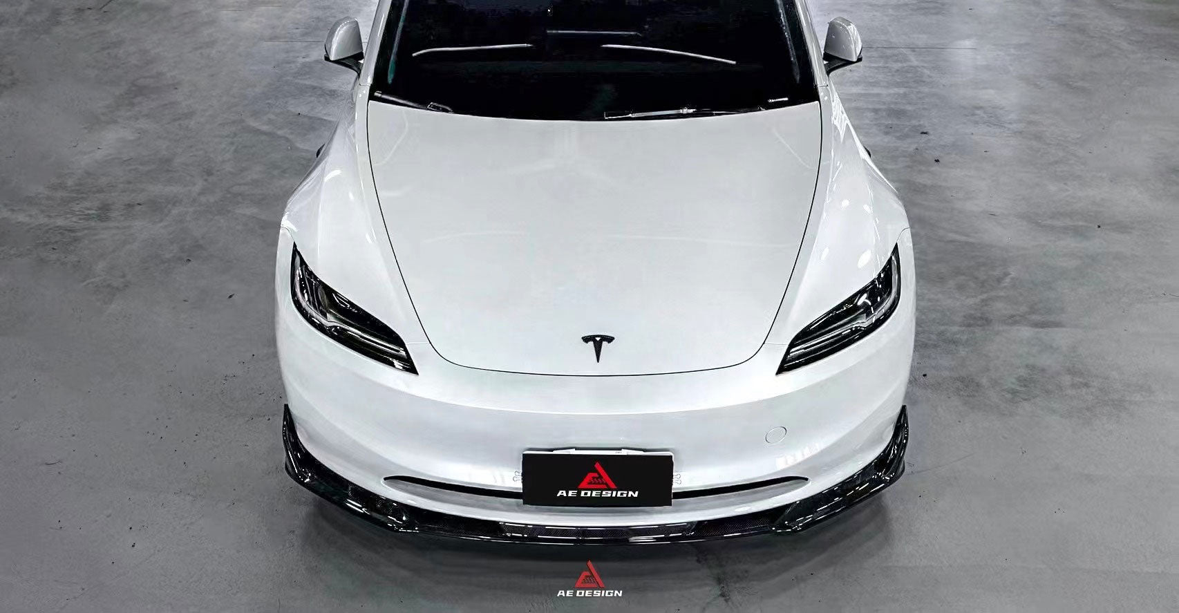 Tesla Model 3 Highland 2024-ON with Aftermarket Parts - AE Style Front Lip Carbon Fiber from?ArmorExtend