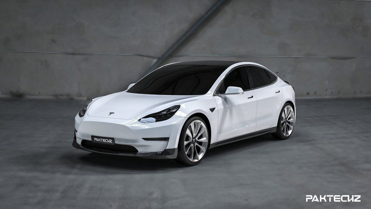 Paktechz Tesla Model 3 Dry Carbon Fiber Side Skirts - Performance SpeedShop