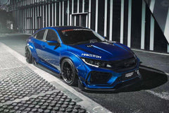 Honda Civic 10th Gen FC1 FC2  FC5 FC6 2016 2017 2018 2019 2020 2021 & Civic 10th Gen FC3 FC4 2017 2018 2019 2020 2021 & Civic 10th Gen FK7 2017 2018 2019 2020 2021 (compatible with ROBOT CRAFTSMAN front bumper with widebody kit) with Aftermarket Parts - Front Bumper Canards Carbon Fiber / FRP from Robot Craftsman