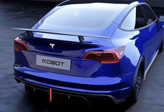 Tesla Model 3 Performance Long Range Standard Base 2017 2018 2019 2020 2021 2022 2023 with Aftermarket Parts - Crypton Rear Spoiler Wing Carbon Fiber / FRP from Robot Craftsman