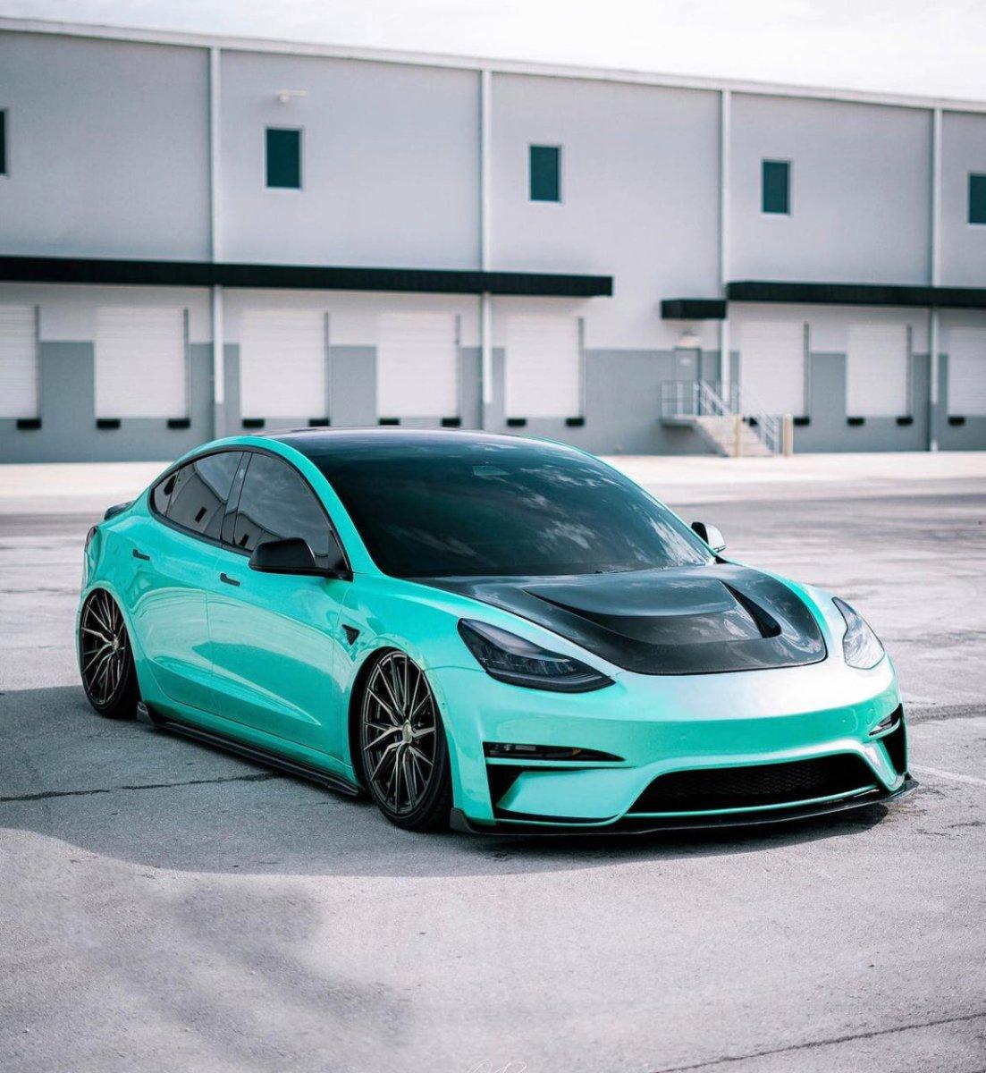 Tesla Model 3 Performance Long Range Standard Base 2017-2023 with Aftermarket Parts - Crypton Side Skirts Carbon Fiber / FRP from Robot Craftsman