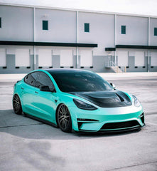 Tesla Model 3 Performance Long Range Standard Base 2017-2023 with Aftermarket Parts - Crypton Side Skirts Carbon Fiber / FRP from Robot Craftsman