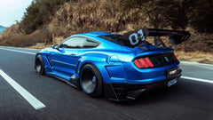 Ford Mustang Ecoboost V6 GT March1 Bullitt S550.1 S550.2 2015 2016 2017 2018 2019 2020 2021 2022 2023 with Aftermarket Parts - DAWN & DUSK Rear Bumper & Diffuser & Exhaust Tip Trim Carbon Fiber / FRP from Robot Craftsman