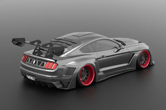 Ford Mustang Ecoboost V6 GT March1 Bullitt S550.1 S550.2 2015 2016 2017 2018 2019 2020 2021 2022 2023 with Aftermarket Parts - DAWN & DUSK Rear Bumper & Diffuser & Exhaust Tip Trim Carbon Fiber / FRP from Robot Craftsman