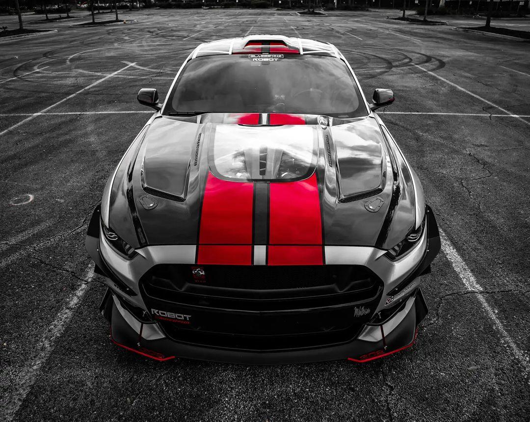 Mustang Ecoboost V6 GT March1 Bullitt S550.1 S550.2 2015 2016 2017 2018 2019 2020 2021 2022 2023 with Aftermarket Parts - "DAWN & DUSK" Roof Scoop Carbon Fiber / FRP from Robot Craftsman