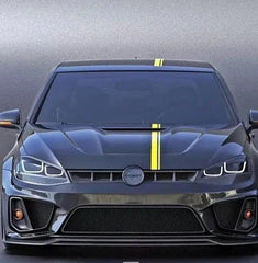 Volkswagen Golf R GTI Base MK7 MK7.5 2015 2016 2017 2018 2019 2020 2021 with Aftermarket Parts - Front Grill Replacement & ROBOT emblem cover Carbon Fiber / FRP from Robot Craftsman