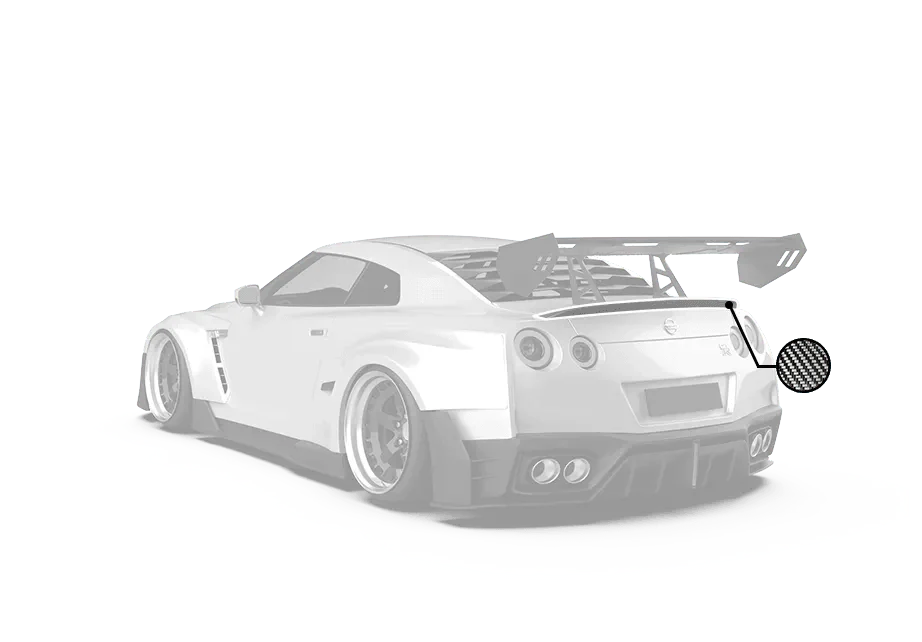Nissan GTR Nismo T-Spec Black Edition Track Edition Premium Pure 2008 2009 2010 2011 2012 2013 2014 2015 2016 2017 2018 2019 2020 2021 2022 2023 2024 with Aftermarket Parts - "Godzilla" Rear Ducktail Spoiler Carbon Fiber / FRP from Robot Craftsman