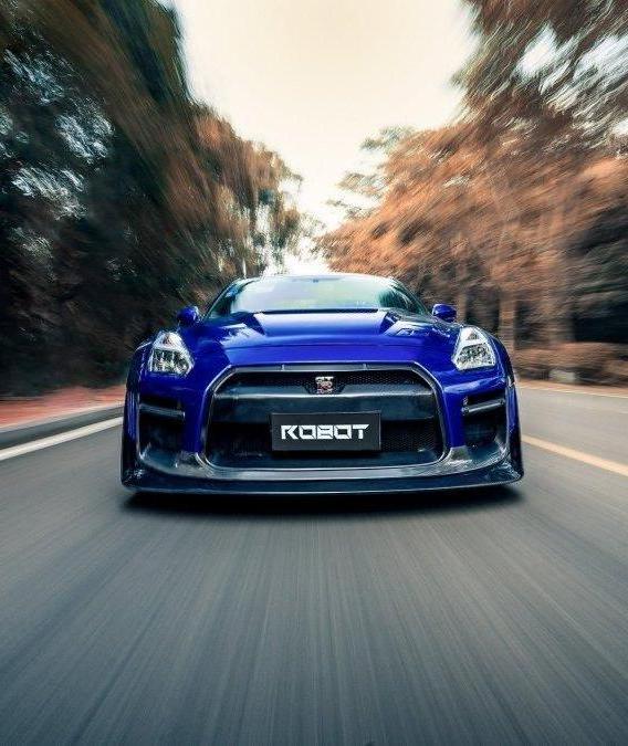 Nissan GTR Nismo Black Edition Track Edition Premium Base CBA DBA 2008 2009 2010 2011 2012 2013 2014 2015 2016 (for installation on 2017 2018 2019 2020 2021 2022 2023 2024 vehicles, 2008 2009 2010 2011 2012 2013 2014 2015 2016 hood is recommended) with Aftermarket Parts - "Godzilla" Narrow Body Front Bumper & Front Lip Carbon Fiber / FRP from Robot Craftsman