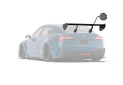 Tesla Model 3 Performance Long Range Standard Base 2017 2018 2019 2020 2021 2022 2023 with Aftermarket Parts - "Hacker" V2 GT Rear Spoiler Wing Carbon Fiber / FRP from Robot Craftsman