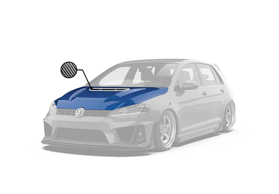 Volkswagen Golf R GTI Base MK7 MK7.5 2015 2016 2017 2018 2019 2020 2021 with Aftermarket Parts - Hood Bonnet Carbon Fiber / FRP from Robot Craftsman