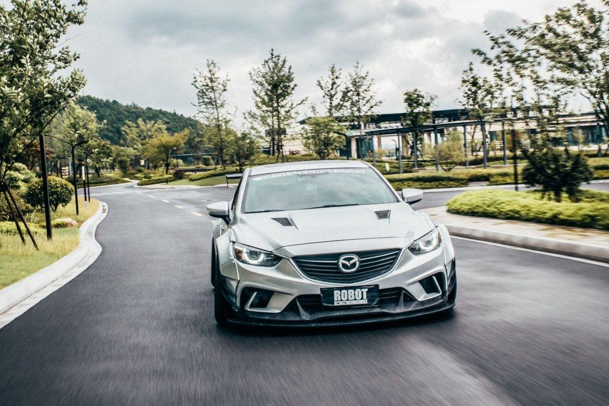 Mazda6 Sport Grand Touring Singature Carbon Edition 2014 2015 & Mazda6 Grand Touring 2016 2017 & Mazda6 Sport Grand Touring Singature Carbon Edition 2014 2015 2016 2017 2018 2019 2020 2021 2022 with Aftermarket Parts - 2014-2017 Version A / 2016-2017 Version B Front Bumper & Lip & Lower Front Splitter Lower Splitter from Robot Craftsman