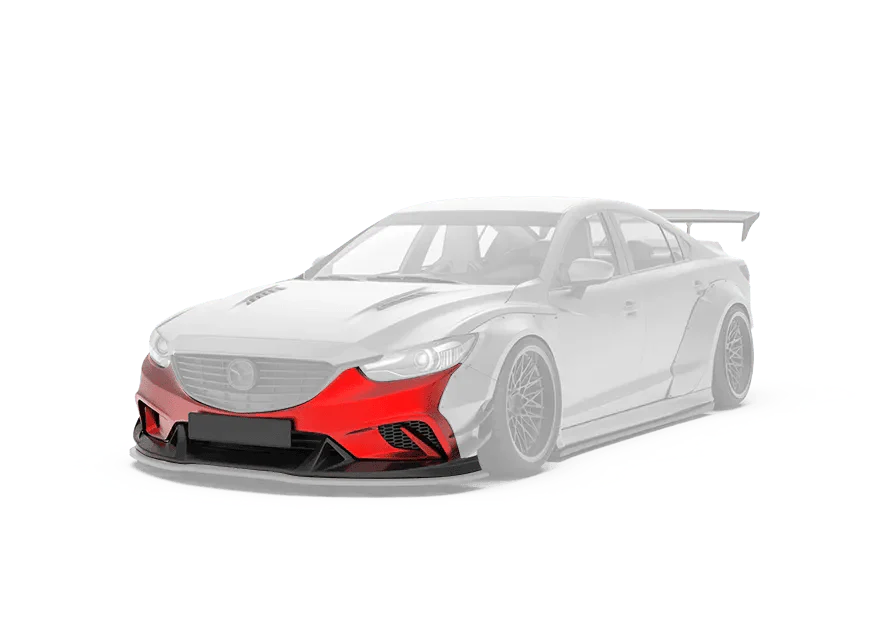 Mazda6 Sport Grand Touring Singature Carbon Edition 2014 2015 & Mazda6 Grand Touring 2016 2017 & Mazda6 Sport Grand Touring Singature Carbon Edition 2014 2015 2016 2017 2018 2019 2020 2021 2022 with Aftermarket Parts - 2014-2017 Version A / 2016-2017 Version B Front Bumper & Lip & Lower Front Splitter Lower Splitter from Robot Craftsman