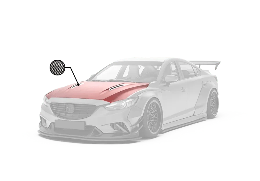 Mazda6 Sport Grand Touring Singature Carbon Edition 2014 2015 2016 2017 with Aftermarket Parts - Hood Bonnet Carbon Fiber / FRP from Robot Craftsman