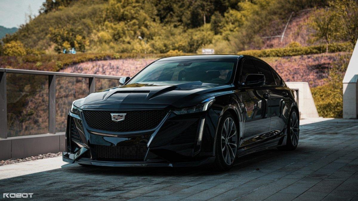 Cadillac CT5 CT5-V Sport Premium Luxury Base 2020 2021 2022 2023 2024 with Aftermarket Parts - "PRISM" Front Bumper & Front Lip Carbon Fiber / FRP from Robot Craftsman