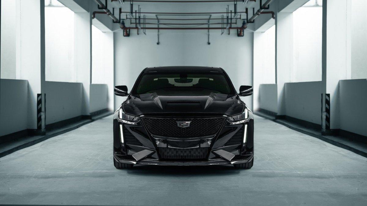 Cadillac CT5 CT5-V Sport Premium Luxury Base 2020 2021 2022 2023 2024 with Aftermarket Parts - "PRISM" Front Bumper & Front Lip Carbon Fiber / FRP from Robot Craftsman