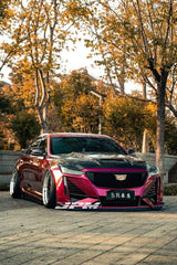 Cadillac CT5 CT5-V Sport Premium Luxury Base 2020 2021 2022 2023 2024 with Aftermarket Parts - "PRISM" Front Bumper & Front Lip Carbon Fiber / FRP from Robot Craftsman