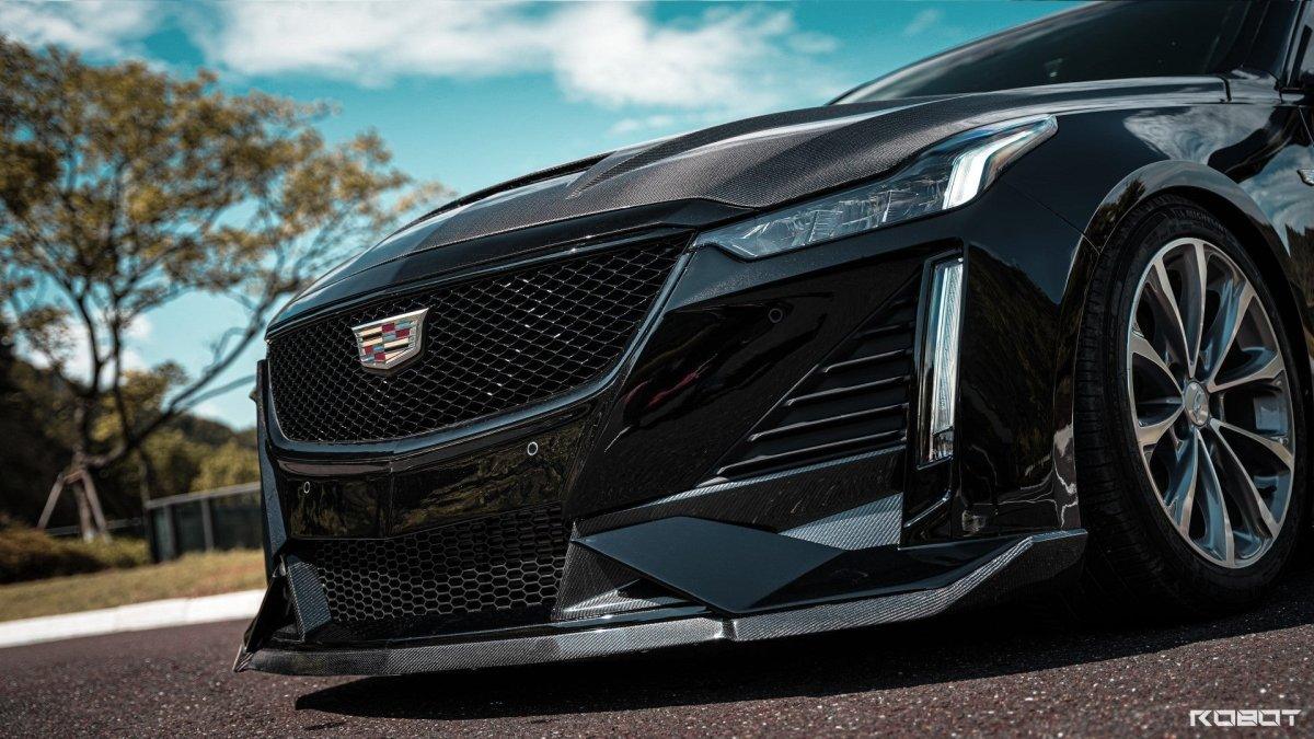 Cadillac CT5 CT5-V Sport Premium Luxury Base 2020 2021 2022 2023 2024 with Aftermarket Parts - "PRISM" Front Bumper & Front Lip Carbon Fiber / FRP from Robot Craftsman