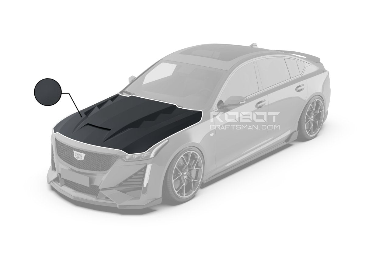 Cadillac CT5 CT5-V Blackwing Sport Premium Luxury Base 2020 2021 2022 2023 2024 with Aftermarket Parts - "PRISM" Hood Bonnet Carbon Fiber / FRP from Robot Craftsman