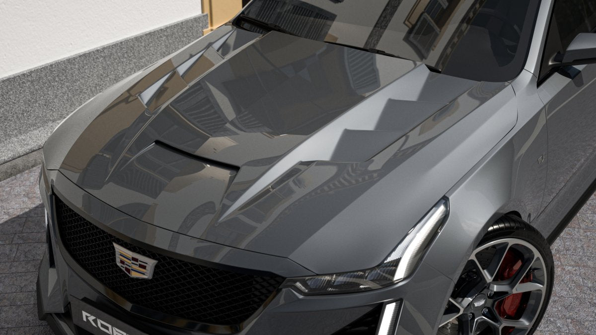 Cadillac CT5 CT5-V Blackwing Sport Premium Luxury Base 2020 2021 2022 2023 2024 with Aftermarket Parts - "PRISM" Hood Bonnet Carbon Fiber / FRP from Robot Craftsman