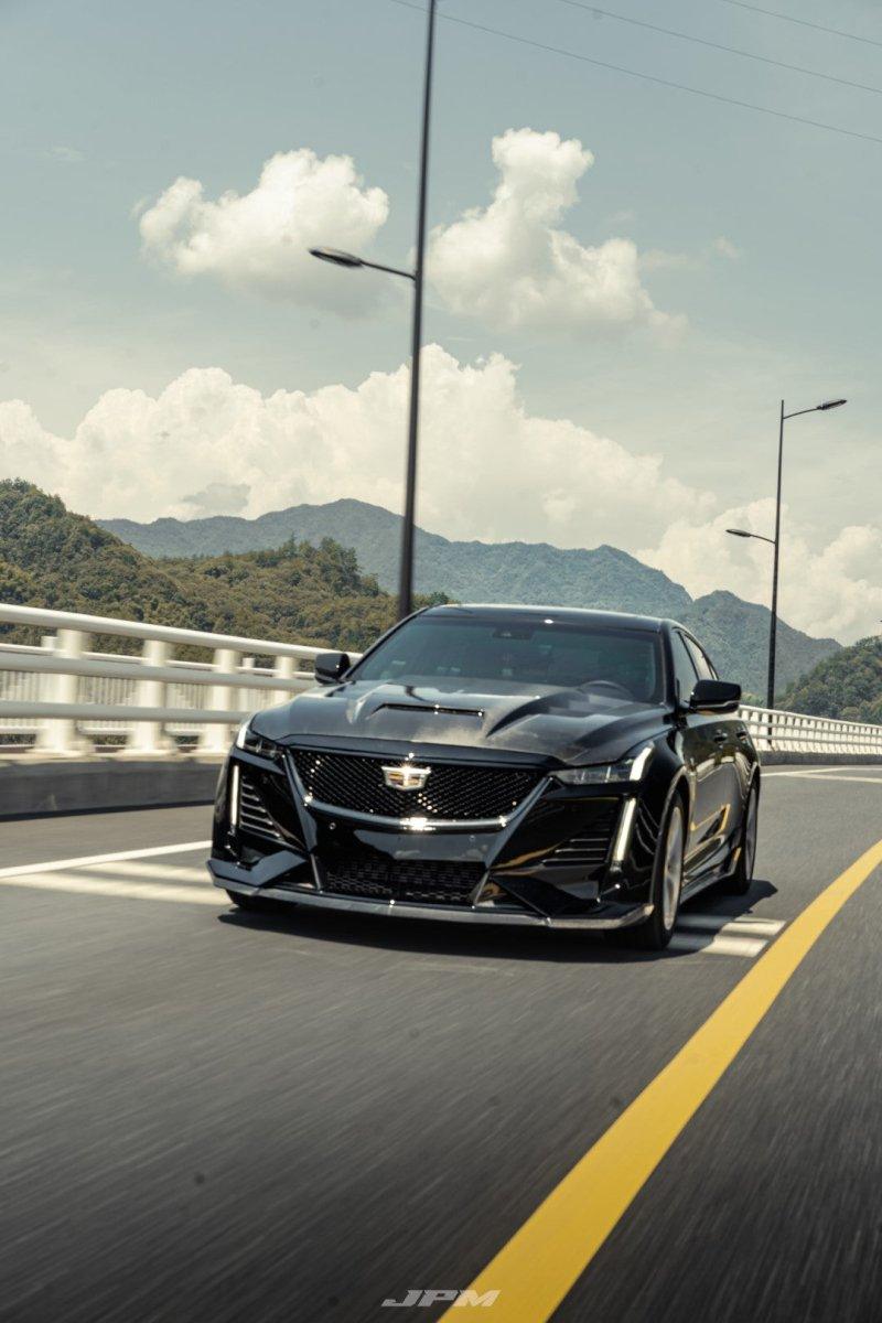 Cadillac CT5 CT5-V Blackwing Sport Premium Luxury Base 2020 2021 2022 2023 2024 with Aftermarket Parts - "PRISM" Hood Bonnet Carbon Fiber / FRP from Robot Craftsman