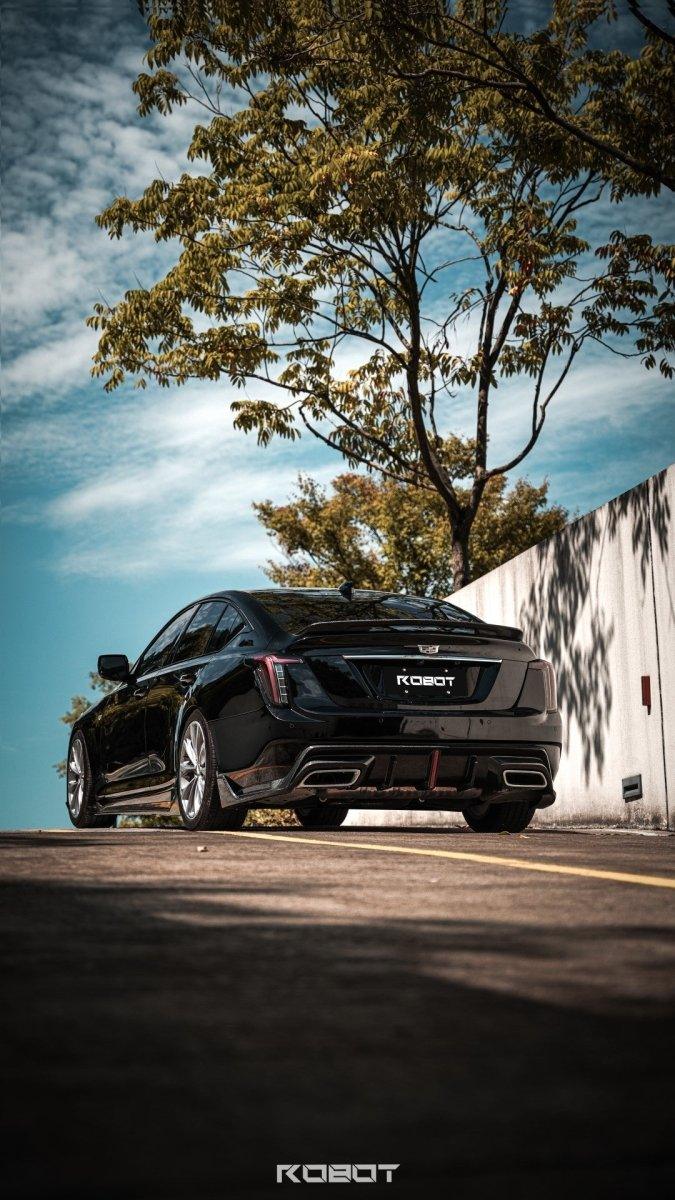 Cadillac CT5 CT5-V Blackwing Sport Premium Luxury Base 2020 2021 2022 2023 2024 with Aftermarket Parts - "PRISM" Rear Bumper & Diffuser Carbon Fiber / FRP from Robot Craftsman