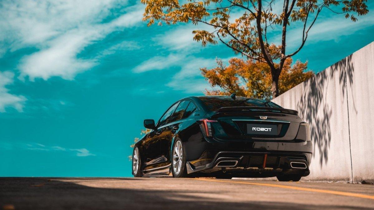 Cadillac CT5 CT5-V Blackwing Sport Premium Luxury Base 2020 2021 2022 2023 2024 with Aftermarket Parts - "PRISM" Rear Bumper & Diffuser Carbon Fiber / FRP from Robot Craftsman