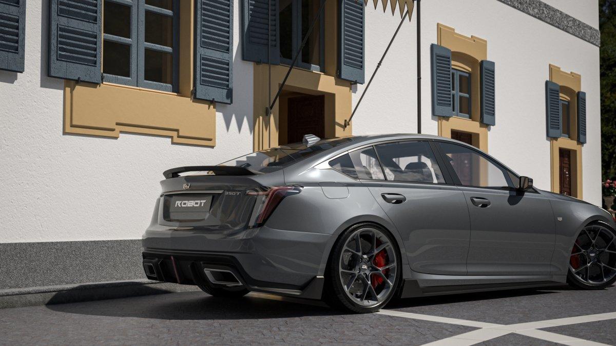 Cadillac CT5 CT5-V Blackwing Sport Premium Luxury Base 2020 2021 2022 2023 2024 with Aftermarket Parts - "PRISM" Rear Bumper & Diffuser Carbon Fiber / FRP from Robot Craftsman