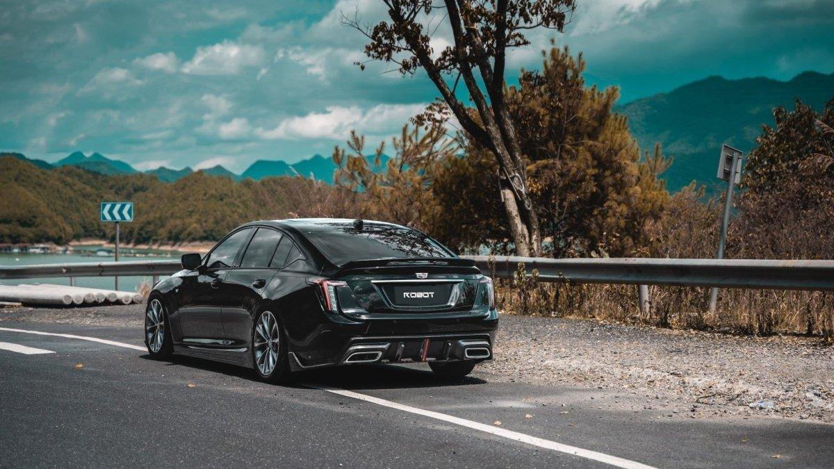 Cadillac CT5 CT5-V Blackwing Sport Premium Luxury Base 2020 2021 2022 2023 2024 with Aftermarket Parts - "PRISM" Rear Ducktail Spoiler Carbon Fiber / FRP from Robot Craftsman